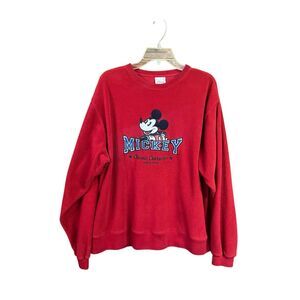 Disney Store Mickey Mouse Classic Character red fleece pullover sweatshirt Sz L